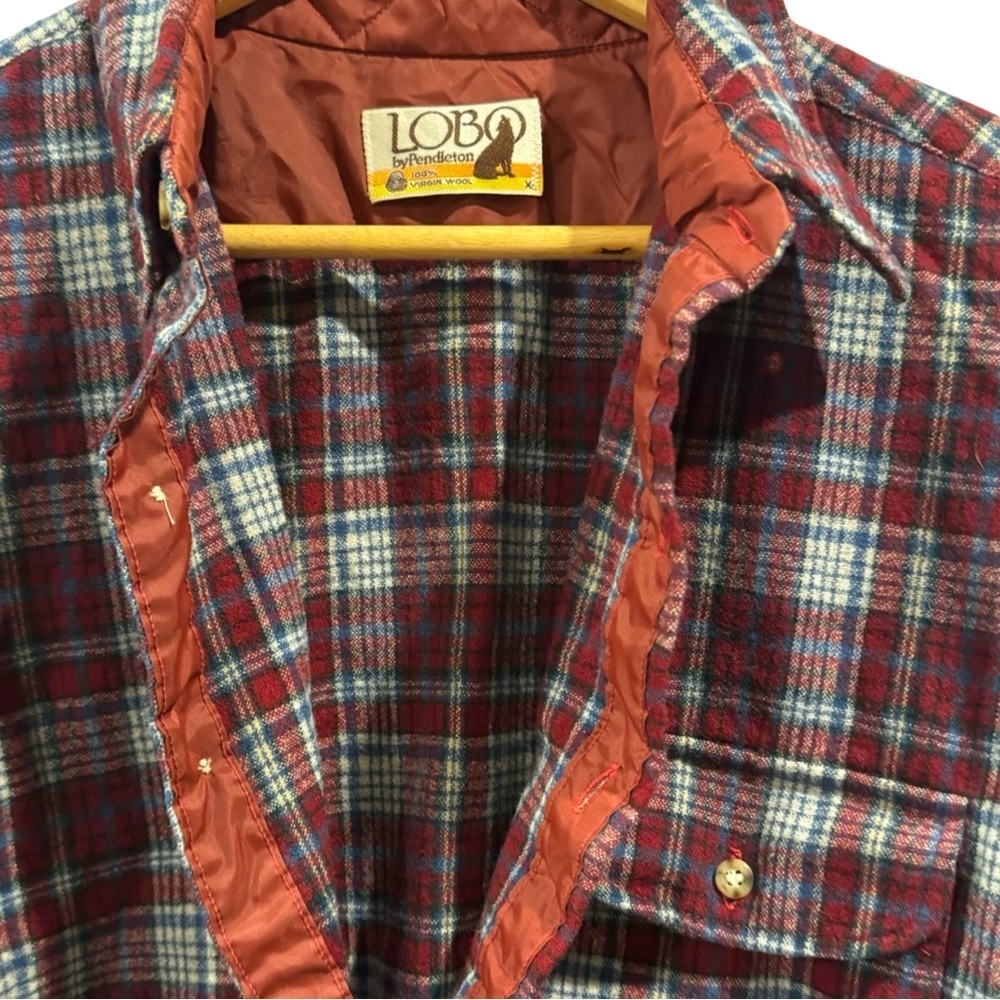 Vintage Lobo by Pendleton Wool Mens Button Down Plaid Long sleeve Size XL - Picture 4 of 8